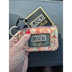 NWT Lang Porcelain Kieler Wallet Artwork By Tim Coffey Orange Tan Floral NEW